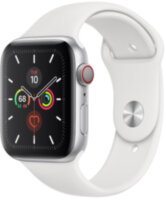 Apple Watch 5 (GPS + Cellular) 44mm Silver Aluminum Case with White Sport Band (MWVY2)