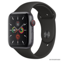 Apple Watch 5 (GPS + Cellular) 44mm Space Gray Aluminum Case with Black Sport Band (MWW12)
