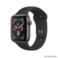 Apple Watch 4 (GPS + Cellular) 44mm Space Gray Aluminum Case with Black Sport Band (MTUW2)