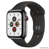 Apple Watch 5 (GPS + Cellular) 44mm Space Black Stainless Steel Case with Black Sport Band (MWWK2/MWW72)