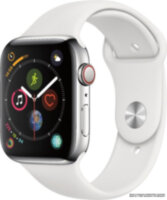 Apple Watch 5 (GPS + Cellular) 40mm Stainless Steel Case with White Sport Band (MWWR2)